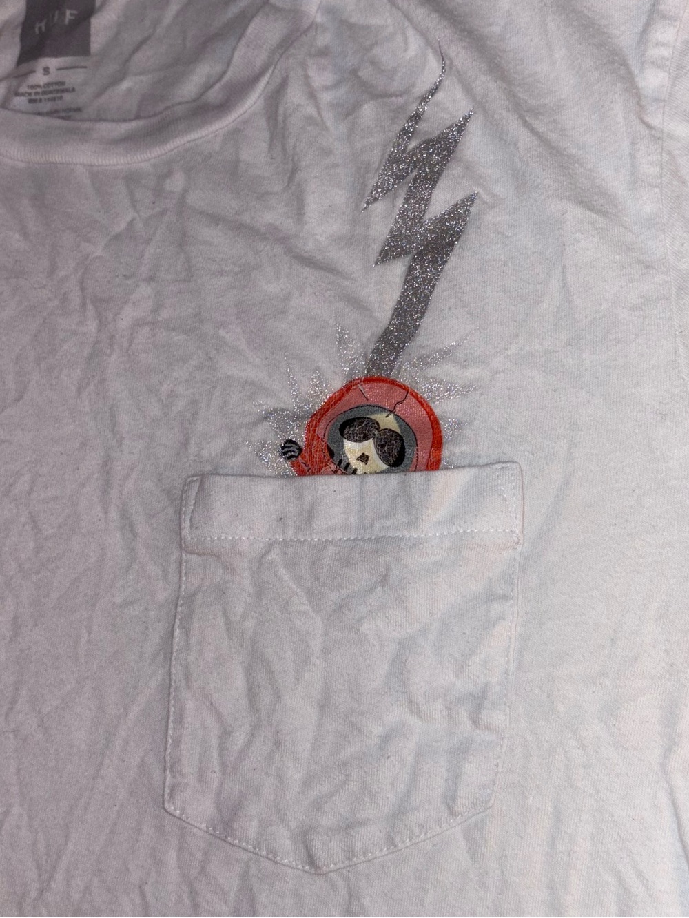 ⚡️ HUF X SOUTH PARK KENNY THUNDERSTRUCK LIGHTNING STRIKE WHITE POCKET T-SHIRT ⚡️ - Picture 2 of 10